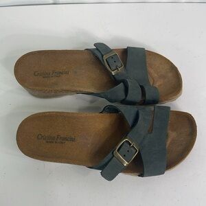 Cristina Francini, gray leather buckle sandals made in Italy